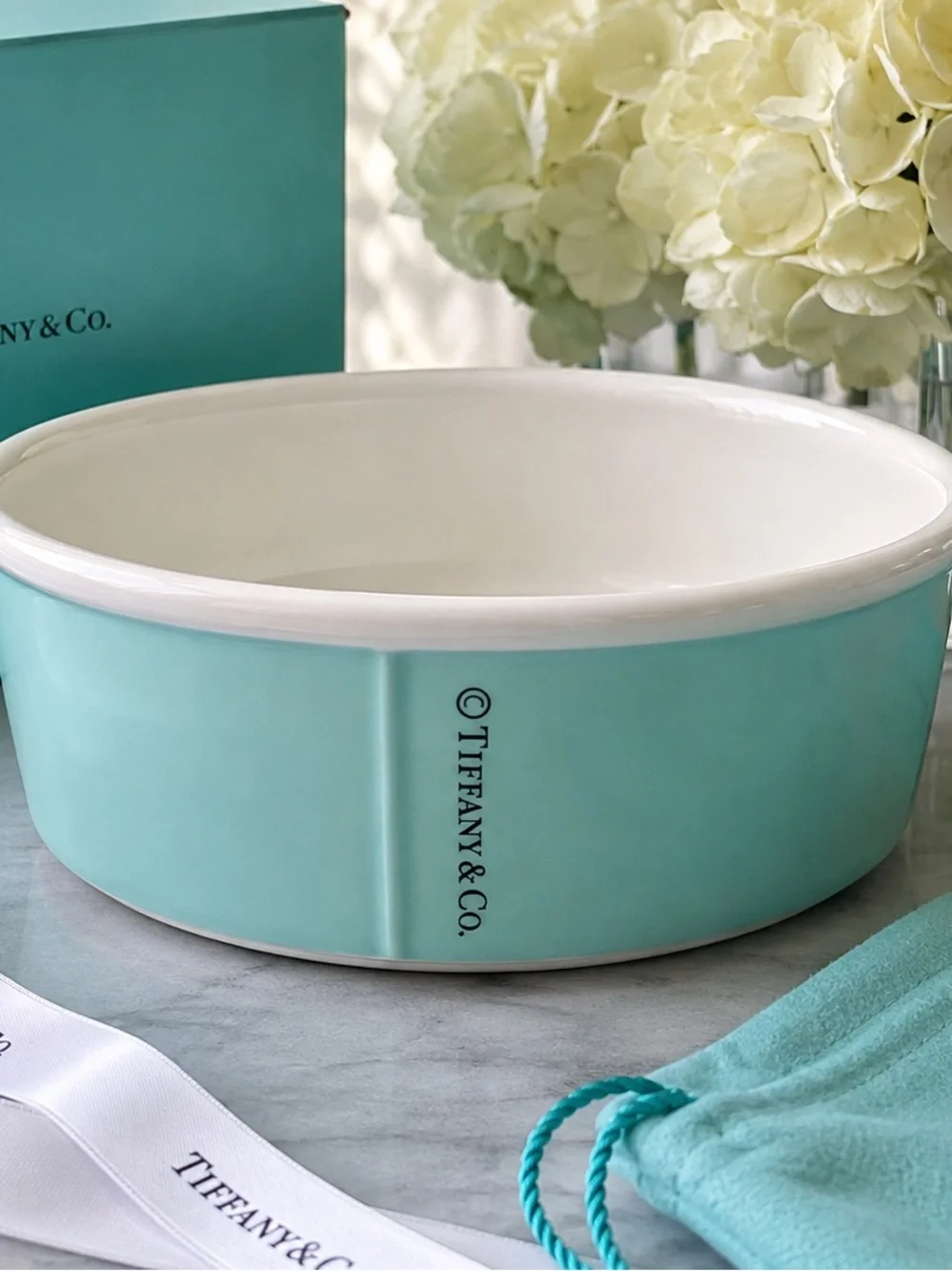Authenticated Tiffany & Co. Rare Retired Large Bone China Dog Bowl